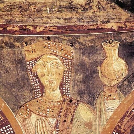 Figure byzantine vierge folle et vierge sage, chapelle des moines, Berzé-la-Ville